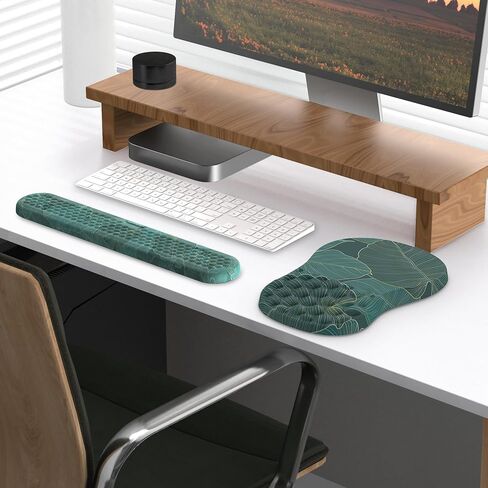 G JGOO Ergonomic Mouse Pad with Wrist Rest and Keyboard Wrist Rest, Mousepad with Memory Foam, Pain Relief & Non-Slip PU Base, Mouse Pad with Wrist Support for Laptop Computer Office, Black in Saudi Arabia