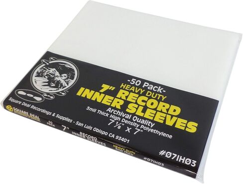 Square Deal Recordings & Supplies 7" Record Inner Sleeves - High Density Polyethylene - Heavy Duty 3 mil - #07IH03 (50) in Saudi Arabia