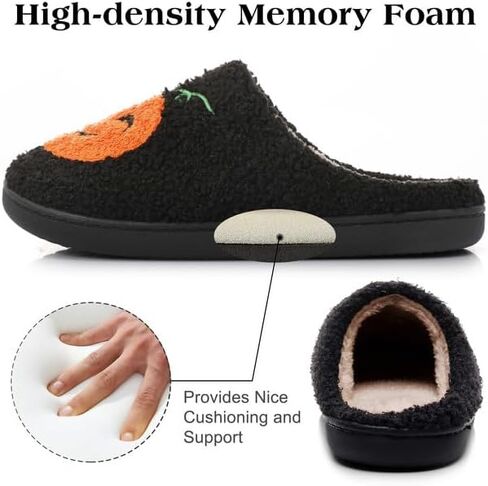Menore Halloween Pumpkin Slippers for Womens Mens Plush Warm Spooky Lantern Pumpkin Slippers Fuzzy House Slippers Halloween Gifts For Girls Women Girlfriend in Saudi Arabia