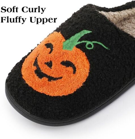 Menore Halloween Pumpkin Slippers for Womens Mens Plush Warm Spooky Lantern Pumpkin Slippers Fuzzy House Slippers Halloween Gifts For Girls Women Girlfriend in Saudi Arabia