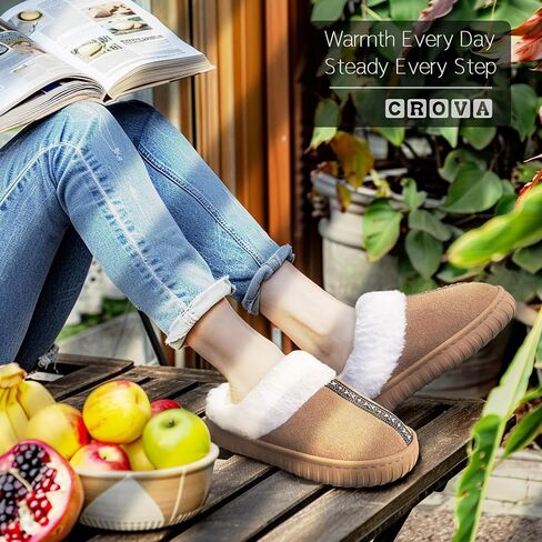 CROVA Slippers For Women Indoor and Outdoor Fuzzy House Slippers Memory Foam Warm for Home Womans Size in Saudi Arabia