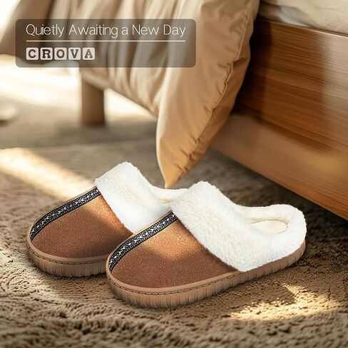 CROVA Slippers For Women Indoor and Outdoor Fuzzy House Slippers Memory Foam Warm for Home Womans Size in Saudi Arabia