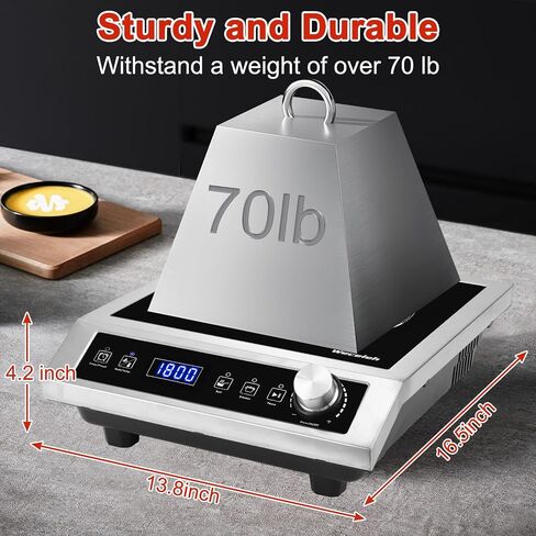 Commercial Induction Cooktop,Electric Cooktop Stove,Durable Countertop Burner,10 Temp Levels,Sensor Touch & Knob Control, Boil and Simmer, 3-Hour Timer & 24 Hours Preset,Heavy Duty,120V/1800W in Saudi Arabia