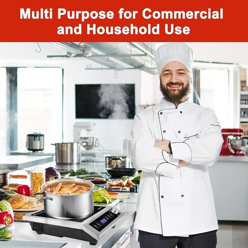 Commercial Induction Cooktop,Electric Cooktop Stove,Durable Countertop Burner,10 Temp Levels,Sensor Touch & Knob Control, Boil and Simmer, 3-Hour Timer & 24 Hours Preset,Heavy Duty,120V/1800W in Saudi Arabia