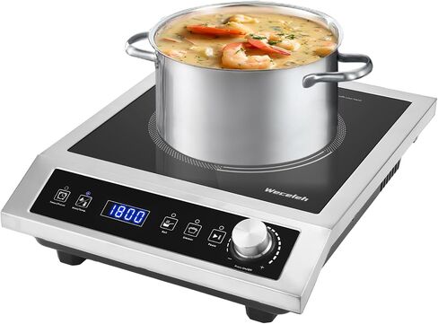 Commercial Induction Cooktop,Electric Cooktop Stove,Durable Countertop Burner,10 Temp Levels,Sensor Touch & Knob Control, Boil and Simmer, 3-Hour Timer & 24 Hours Preset,Heavy Duty,120V/1800W in Saudi Arabia