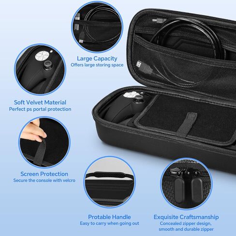 Accessories Bundle Compatible with PS Portal, Hard Carrying Case Compatible with PS Portal with Silicone Protective Skin , Screen Protector with Thumb Grip, USB C Cable in Saudi Arabia