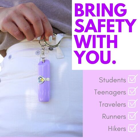Securityman Personal Safety Alarm for Women - Everyday Protection Companion - Loud 130Db Siren, SOS Light, Rechargeable - Discreet Lipstick Styled Safety Keychain Alarm (Black) in Saudi Arabia