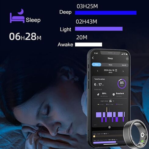 Smart Rings for Women Men, Fitness Ring Heart Rate Monitor Sleep Tracker Health Ring, Pedometer Calories Step Counter Exercise Mode Sport Ring, 5ATM Waterproof Fitness Tracker for iOS Android in Saudi Arabia