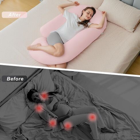 Pregnancy Pillows, U-Shape Maternity Pillow with Cotton Removable Cover, 57 Inch Pregnancy Pillows for Sleeping, Support for Back,Hip, Belly, Legs, Pink in Saudi Arabia