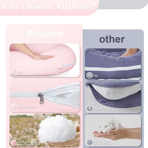 Pregnancy Pillows, U-Shape Maternity Pillow with Cotton Removable Cover, 57 Inch Pregnancy Pillows for Sleeping, Support for Back,Hip, Belly, Legs, Pink in Saudi Arabia
