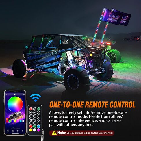 Nilight 2PCS 4FT RGB LED Whip Light and 8 PCS RGB Rock Lights Combo, Remote & App Control w/DIY Chasing Patterns Stop Turn Reverse Light Safety Antenna Lighted Whips for ATV UTV, 2 Year Warranty in Saudi Arabia