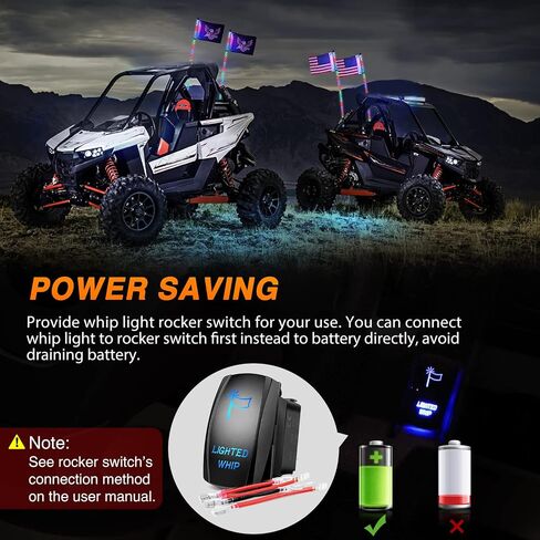 Nilight 2PCS 4FT RGB LED Whip Light and 8 PCS RGB Rock Lights Combo, Remote & App Control w/DIY Chasing Patterns Stop Turn Reverse Light Safety Antenna Lighted Whips for ATV UTV, 2 Year Warranty in Saudi Arabia