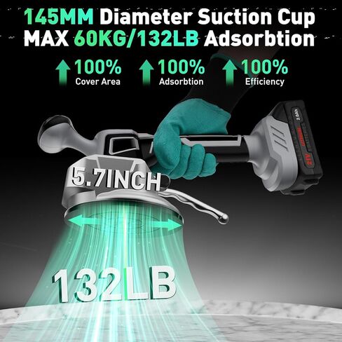 Tile Vibration Tool Cordless,10 Speeds Adjustable Tile Vibration Tool w/145mm Suction Cup&LCD Display&2 Battery,Handheld Tile Installation Leveling Machine Max 12000r/Min for Tile,Floor,Wall in Kuwait