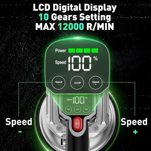 Tile Vibration Tool Cordless,10 Speeds Adjustable Tile Vibration Tool w/145mm Suction Cup&LCD Display&2 Battery,Handheld Tile Installation Leveling Machine Max 12000r/Min for Tile,Floor,Wall in Kuwait