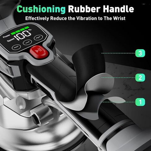 Tile Vibration Tool Cordless,10 Speeds Adjustable Tile Vibration Tool w/145mm Suction Cup&LCD Display&2 Battery,Handheld Tile Installation Leveling Machine Max 12000r/Min for Tile,Floor,Wall in Kuwait