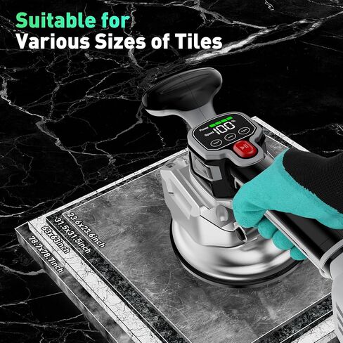 Tile Vibration Tool Cordless,10 Speeds Adjustable Tile Vibration Tool w/145mm Suction Cup&LCD Display&2 Battery,Handheld Tile Installation Leveling Machine Max 12000r/Min for Tile,Floor,Wall in Kuwait