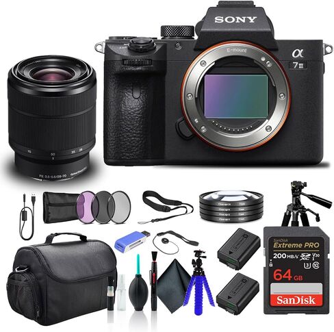 Sony Alpha a7 III Mirrorless Camera with 28-70mm Lens ILCE7M3K/B with Soft Bag, Tripod, Additional Battery, 64GB Memory Card, Card Reader, Plus Accessories in Saudi Arabia