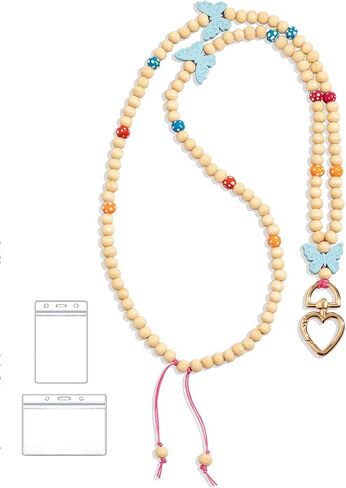 Beaded Lanyards for ID Badges and Keys, Cute Teacher Lanyard Retractable Natural Stone Lanyards for Women in Kuwait