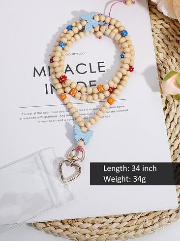 Beaded Lanyards for ID Badges and Keys, Cute Teacher Lanyard Retractable Natural Stone Lanyards for Women in Kuwait