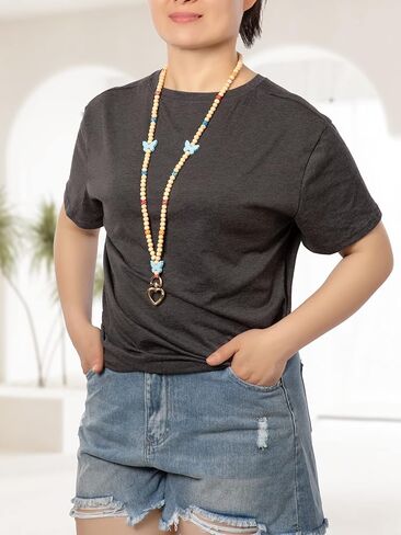 Beaded Lanyards for ID Badges and Keys, Cute Teacher Lanyard Retractable Natural Stone Lanyards for Women in Kuwait