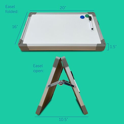 Flipside Products 16" x 20" Magnetic Double-Sided Desktop Easel, Bright White Dry Erase Easel for Office, Home, and Classroom, Aluminum Frame, Magnets and Dry Erase Marker w/Magnetic Eraser Cap in Kuwait