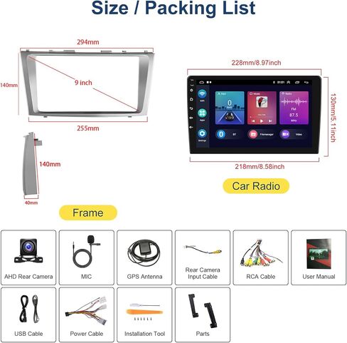 Hodozzy 32GB Android Car Stereo for Toyota Camry 2006-2011 Radio, Wireless Carplay Android Auto Mirror Link, 9 Inch Touch Screen GPS Bluetooth WiFi FM RDS HiFi SWC, Backup Camera Toyota Camry Stereo in Saudi Arabia