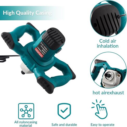 Cement Mixer, 2300W Portable Electric Concrete Mixer with 6 Adjustable Speed, Handheld Paint Mixer,Thinset Mixer for Mixing Mud, Cement, Mortar, Fodder in Saudi Arabia