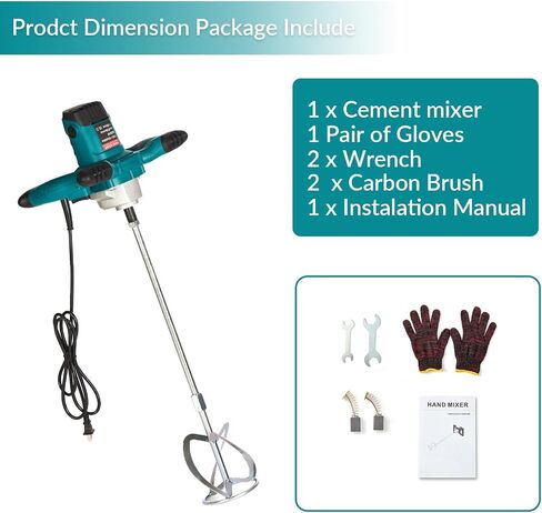 Cement Mixer, 2300W Portable Electric Concrete Mixer with 6 Adjustable Speed, Handheld Paint Mixer,Thinset Mixer for Mixing Mud, Cement, Mortar, Fodder in Saudi Arabia