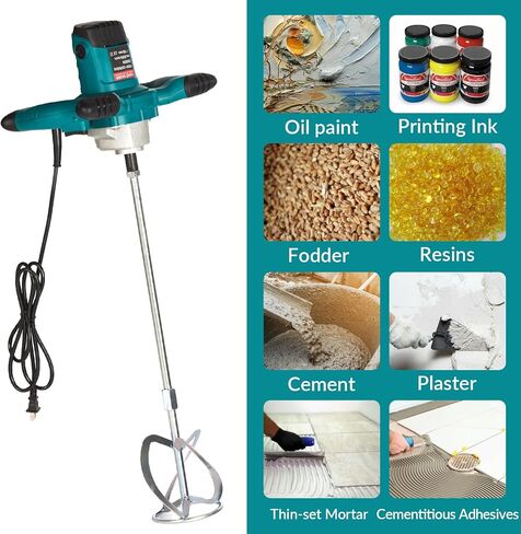 Cement Mixer, 2300W Portable Electric Concrete Mixer with 6 Adjustable Speed, Handheld Paint Mixer,Thinset Mixer for Mixing Mud, Cement, Mortar, Fodder in Saudi Arabia