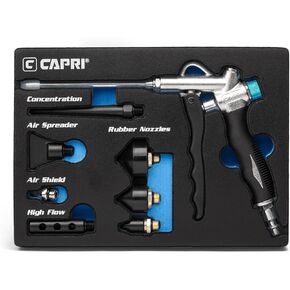 Capri Tools 2-Way Air Blow Gun Kit with Nozzles and Rubber Tips, 8-Piece