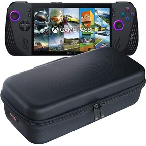 ButterFox Large Carry Case Bag For ASUS Rog Ally X with Built-in Stand, Fits Charger, Large Accessories Pocket for 65W Battery Bank, Slim Mouse and HDMI Cable - Black/Purple
