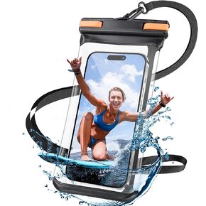 7'' Waterproof Phone Pouch for Cruise Ship Essentials 2024, IPX8 Dry Bag for Vacation Beach Essentials Kayak Accessories Case for iPhone 15 14 13 12 11 Plus Pro Max Samsung Pixel Black - 3D Curved