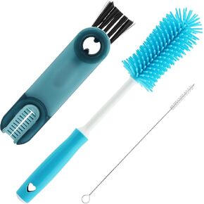 3 Pack Cup Lid Cleaning Brush Water Bottle Cleaner Brush Kit Multifunctional Cleaning Brush Cup Lid Cleaner Cleaning Brush Set for Baby Bottle Gap Tight Spaces Cup(COLOR:Blue)