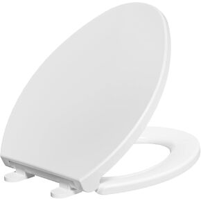 SAMODRA Elongated Toilet Seat (Withstand 440 Lbs), Slow Close Toilet Seat with Non-Slip Bumpers and Metal Installation Hardware, Easy to Install (Elongated-01)