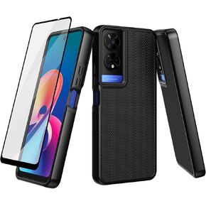 Ailiber for TCL 50 XE 5G Case, with Screen Protector, Dual Layer Shockproof Protective, Silicone Bumper Non Slip Back, Heavy Duty Rugged Cell Phone Cover for TCL 50XE Nxtpaper-Purple
