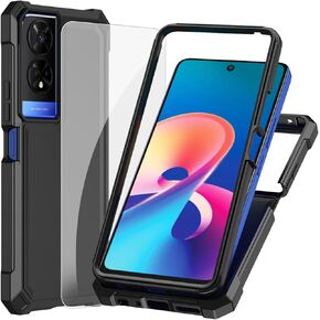 Ailiber for TCL 50 XE 5G Phone Case, TCL 50 XE Phone Case with Screen Protector, Shockproof Corners TPU Bumper, Dual Layer Silicone Cell Phone Case for TCL 50XE Nxtpaper-Blue Pink