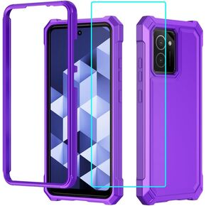 for HMD Vibe N159V Case with Screen Protector,Full Body Protection Front PC Back Soft Silicone Bumper,Heavy Duty Protection Shockproof Phone Case for HMD Vibe Purple