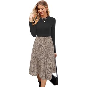 OUGES Women 2024 Fall Dresses Business Work Teacher Church Modest Casual Outfits Mock Neck Midi Dress