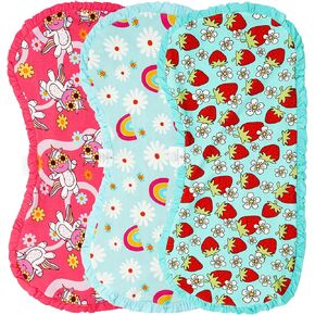 3 Pack Baby Bamboo Viscose Burp Cloth Set Waterproof Reversible Soft Absorbent Burping Rags with Snaps