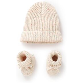 Hadetoto Baby Hat and Booties Set Newborn Babe Knit Cozy Socks Shoes Warm Beanie Hat for Infant Boy Girl