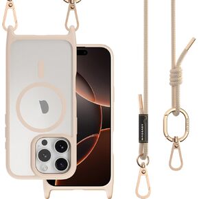 حافظة MAGEASY لهاتف iPhone 16 Pro مقاس 6.3 بوصات - حافظة مزودة بحزام حول الجسم، حماية من السقوط بطول 16 قدمًا، متوافقة مع MagSafe | Roam M (Rosé)