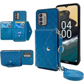 متوافق مع جراب محفظة Nokia G400 5G مع حزام كتف كروس وحامل جلدي لبطاقة الائتمان وفتحة حبل وغطاء للهاتف الخلوي لهاتف G 400 400G 2022 WomenGrey