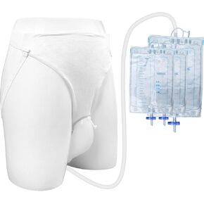 Wearable Urinal for Men,Protable Male Urine Collection Bag，Reusable Silicone Urine Bag,Urinary Drainage Bag System,Elderly Urinal with Urine Bags(2000 ML*2+1000 ML*2) for Bedridden Patients