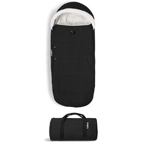 Babyzen YOYO Footmuff, Black - Sherpa Lining & Fleece Hood with Drawstring to Keep Baby Warm - Includes Carrying Bag - Machine Washable