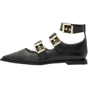 AllSaints Women's Susan Buckle Leather Shoes Mary Jane Flat