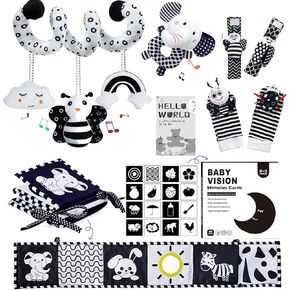 Black and White Sensory Toys for Babies,Montessori Toys for Babies,High Contrast Baby Toys for Toddlers Kids Early Learning Newborn Brain Development Toys Baby Gifts