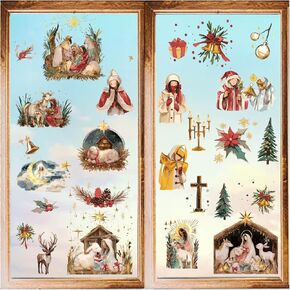 CRASPIRE 8 Styles Book Wall Sticker Reading Window Decor Clings Adhesive Study Read Books Colorful Art Print Double Sided Decals Peel and Stick for Home Wall Window Cling Supplies Decorations