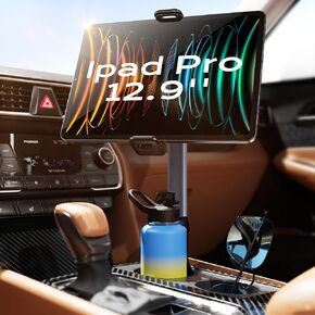 3 in 1 Tablet Holder for Car Bottle Friendly Cup Car Tablet Holder Sturdy Aluminum Alloy Rod Cup Holder Tablet Mount Car Travel Accessories for All 4.7''-12.9'' Devices