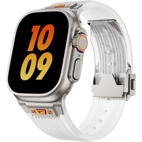 Transparent Silicone Band For Apple Watch Ultra & Ultra 2 49mm 45mm 44mm 42mm Men Fashion Luxury Cool Designed Rugged rubber sports water proof bands, iwatch Series 9 8 7 6 5 4 SE