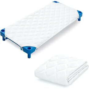 Comfyanno Quilted Daycare Cot Padded Nap Mat, 23" x 51" Cot Sheets for Daycare Standard Size, Cot Nap Mat for Daycare, Nap Pad for Kids, Boys/Girls, Preschool Cot Fitted Mat Sheets - White - 1 Pack